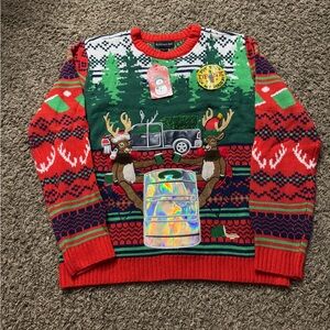 Holiday Reindeer Men's Sweater - Red and Green